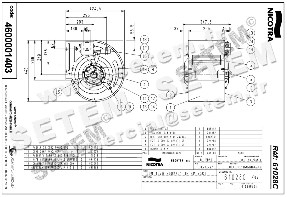4624001403-VENTILATEUR NICOTRA GEBHARDT DDM10/8 550W 4P M230V 3V E6G2701 +BB *61028C* 2