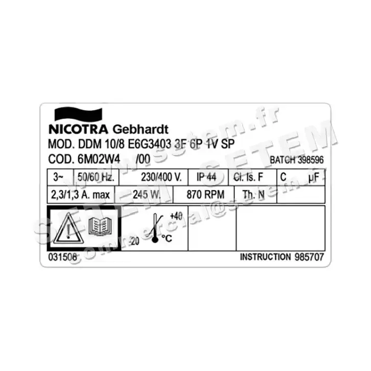 4624001413-VENTILATEUR NICOTRA GEBHARDT DDM10/8 245W 6P T230/400V 1V E6G3403 SP *6M02W4* 4