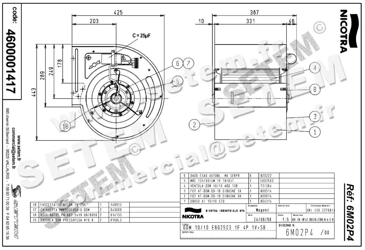 4624001417-VENTILATEUR NICOTRA GEBHARDT DDM10/10 550W 4P M230V 1V E6G2503 +PI *6M02P4* 2