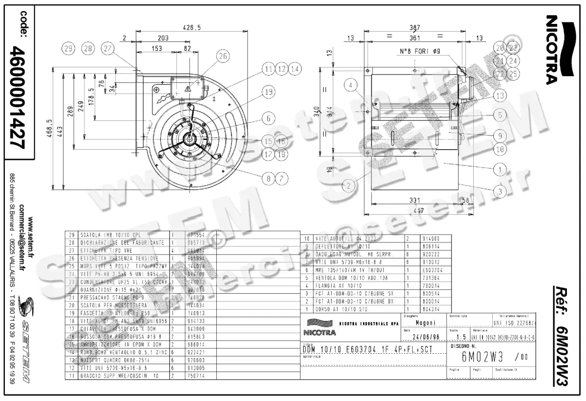 4624001427-VENTILATEUR NICOTRA GEBHARDT DDM10/10 600W 4P M230V 1V E6G3704 +BR+BB *6M02W3* 2