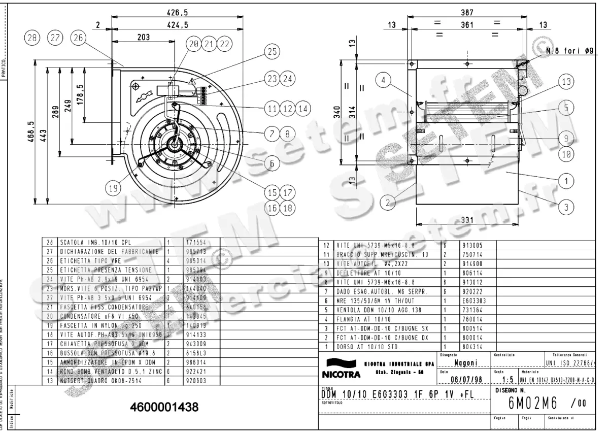 4624001438-VENTILATEUR NICOTRA GEBHARDT DDM10/10 200W 6P M230V 1V E6G3303 +BR *6M02M6*