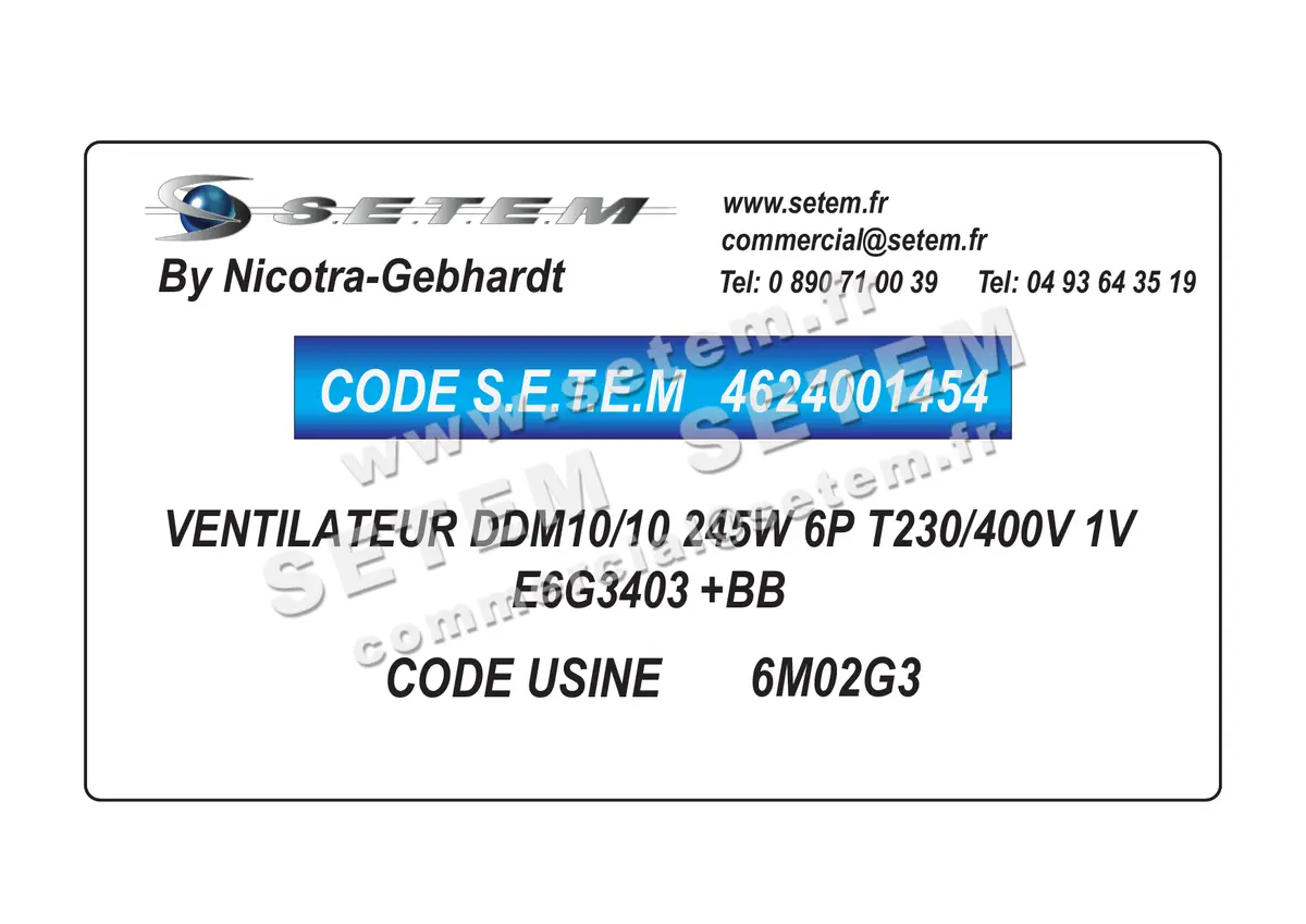 4624001454-VENTILATEUR NICOTRA GEBHARDT DDM10/10 245W 6P T230/400V 1V E6G3403 +BB *6M02G3* 4