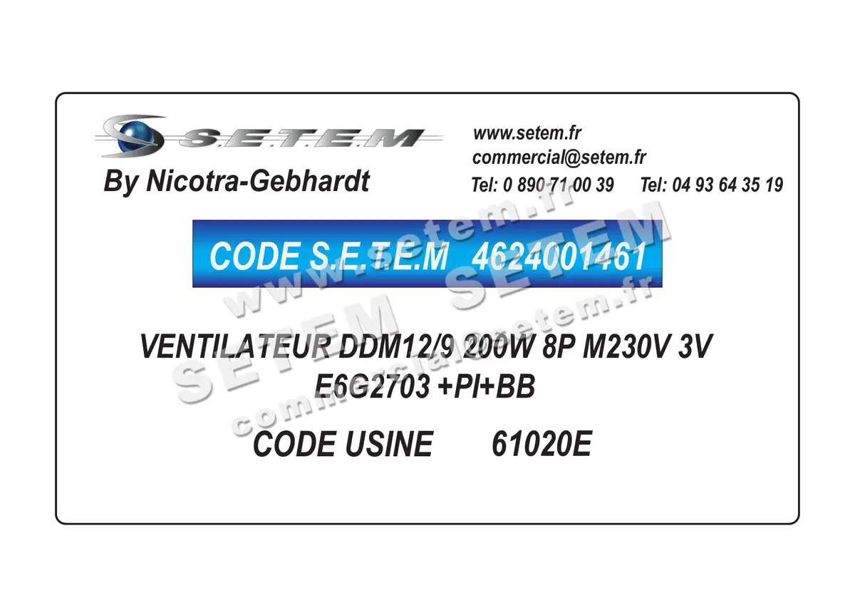 4624001461-VENTILATEUR NICOTRA GEBHARDT DDM12/9 200W 8P M230V 3V E6G2703 +PI+BB *61020E* 2