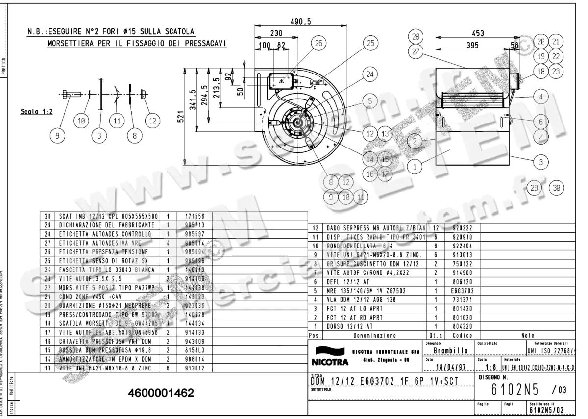 4624001462-VENTILATEUR NICOTRA GEBHARDT DDM12/12 515W 6P M230V 1V E6G3702 +BB *6102N5*