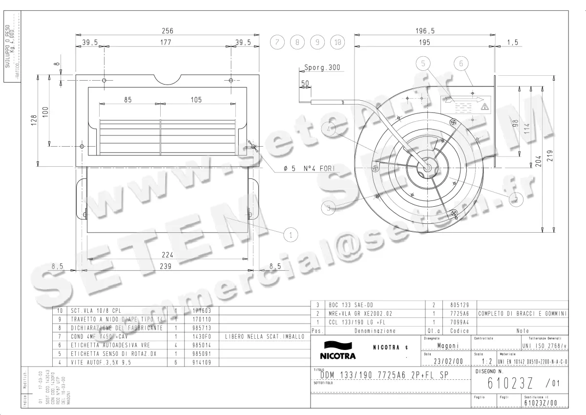 4624001480-VENTILATEUR NICOTRA GEBHARDT DDM133/190 2P 7725A6 +BR *61023Z*