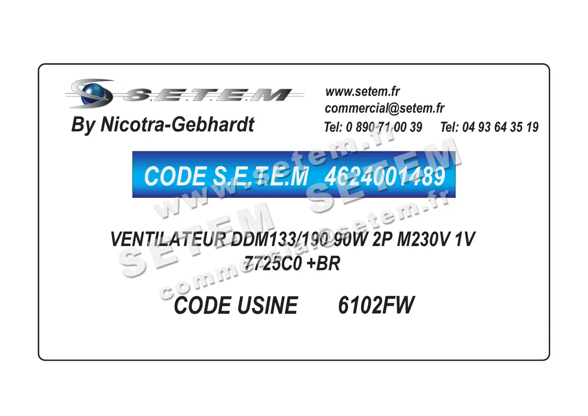 4624001489-VENTILATEUR NICOTRA GEBHARDT DDM133/190 90W 2P M230V 1V 7725C0 +BR *6102FW*