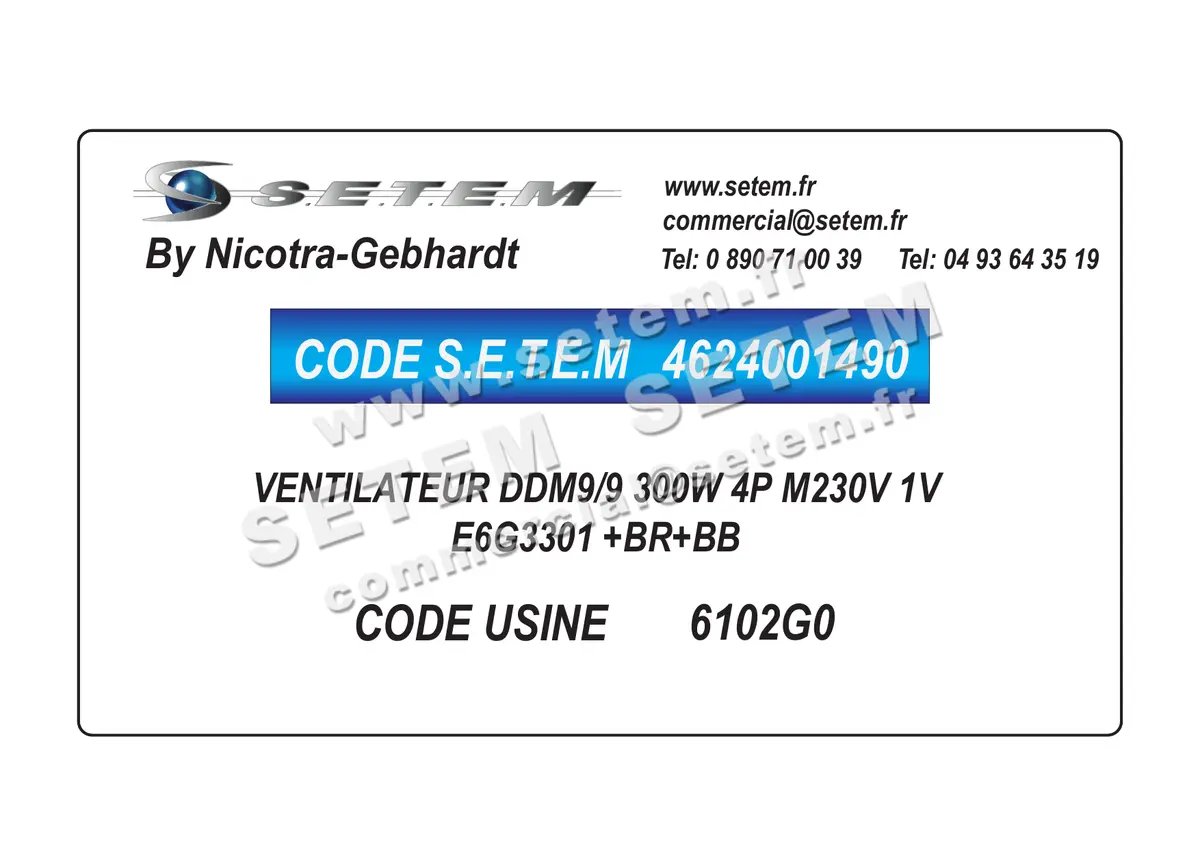 4624001490-VENTILATEUR NICOTRA GEBHARDT DDM9/9 300W 4P M230V 1V E6G3301 +BR+BB *6102G0*