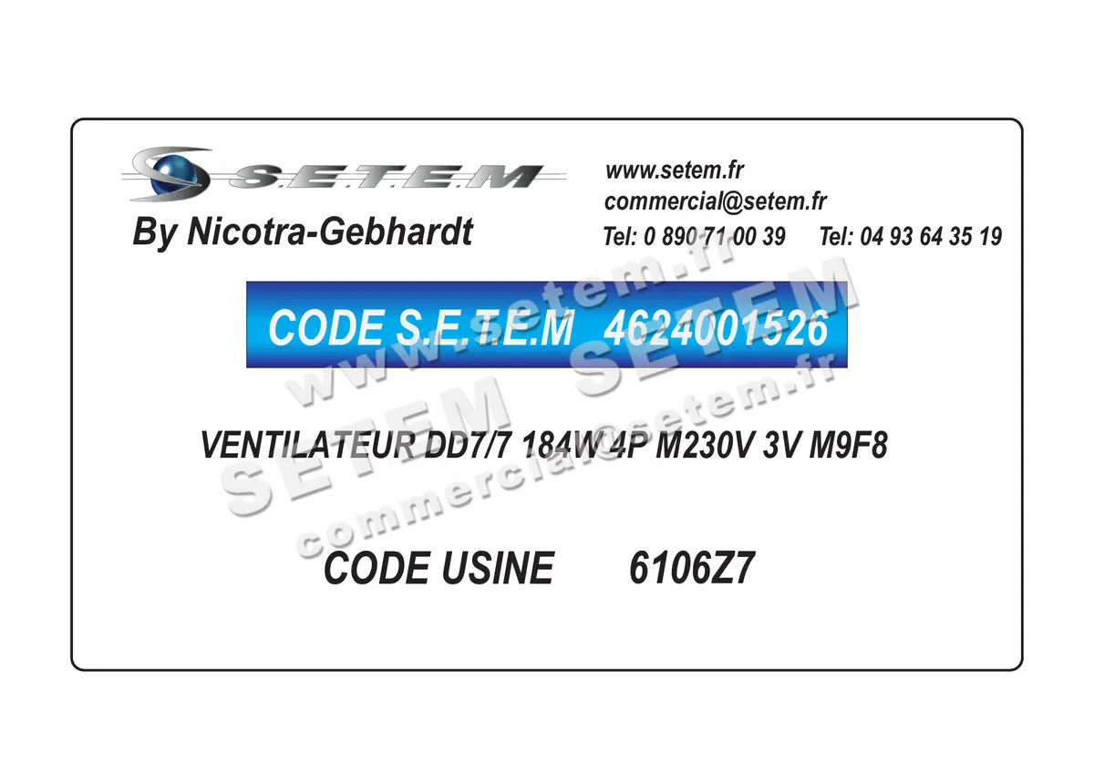 4624001526-VENTILATEUR NICOTRA GEBHARDT DD7/7 184W 4P M230V 3V M9F8 *6106Z7*