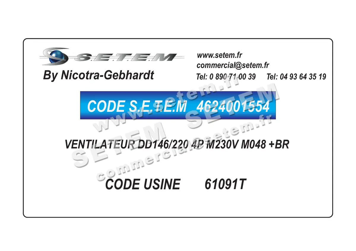 4624001554-VENTILATEUR NICOTRA GEBHARDT DD146/220 4P M230V M048 +BR *61091T*