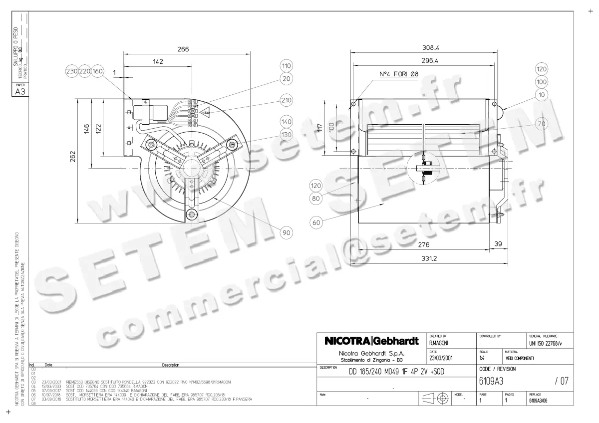 4624001596-VENTILATEUR NICOTRA GEBHARDT DD185/240 105W 4P M230V 2V M049 *6109A3*