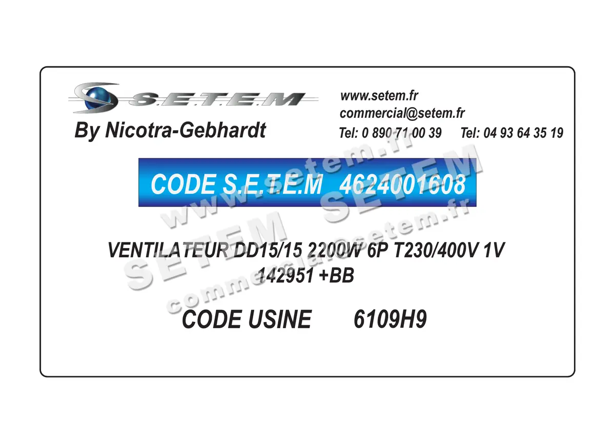 4624001608-VENTILATEUR NICOTRA GEBHARDT DD15/15 2200W 6P T230/400V 1V 142951 +BB *6109H9*
