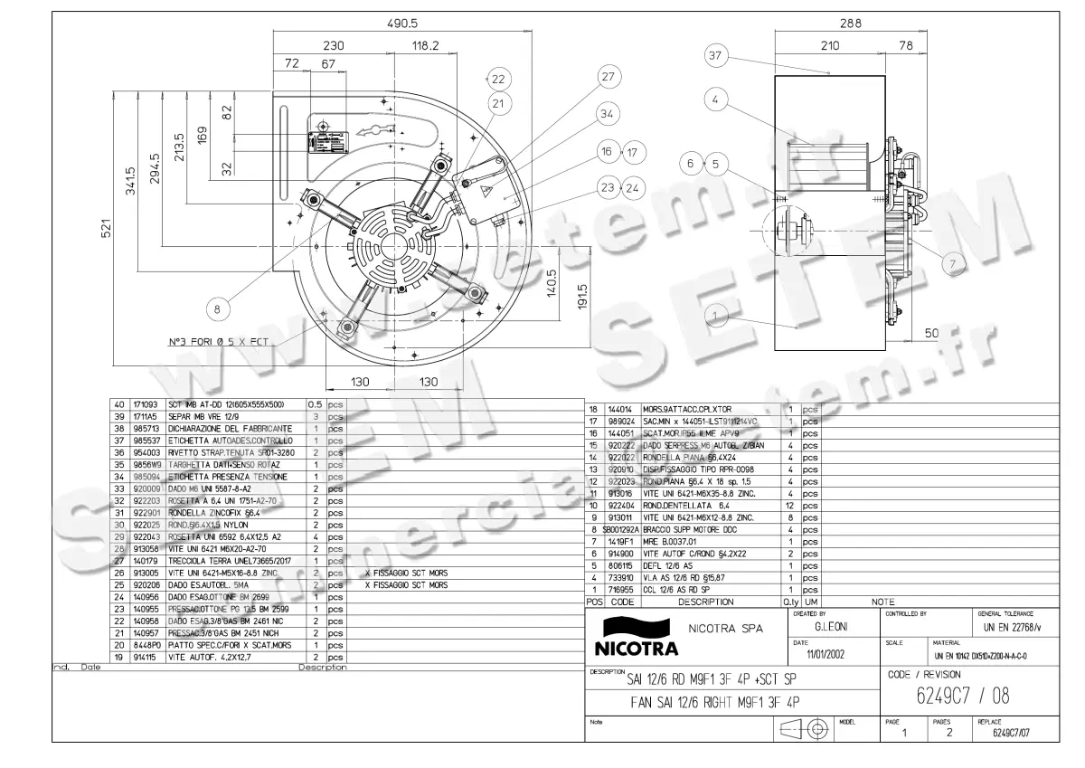 4624001658-VENTILATEUR NICOTRA GEBHARDT SAI12/6RD 1500W 4P T400V 1V M9F1 +BB *6249C7*