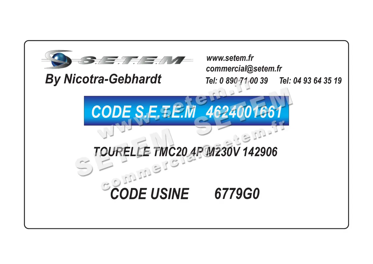 4624001661-TOURELLE NICOTRA GEBHARDT TMC20 4P M230V 142906 *6779G0*