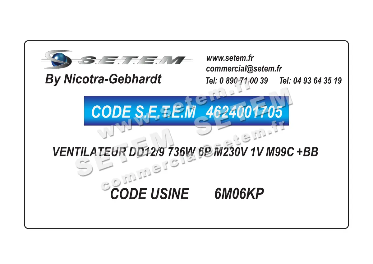 4624001705-VENTILATEUR NICOTRA GEBHARDT DD12/9 736W 6P M230V 1V M99C +BB *6M06KP* 5