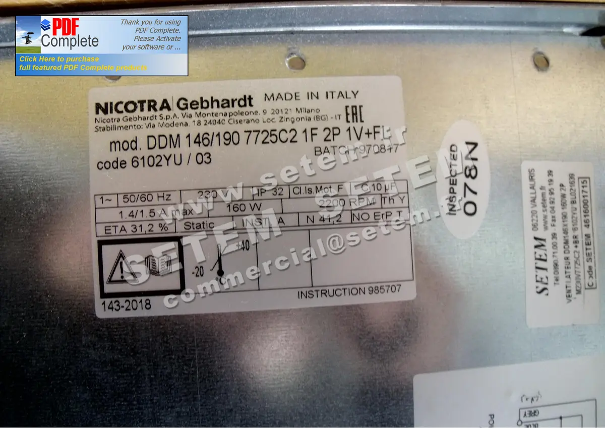 4624001715-VENTILATEUR NICOTRA GEBHARDT DDM146/190 160W 2P M230V 1V 7725C2 +BR *6102YU* 2