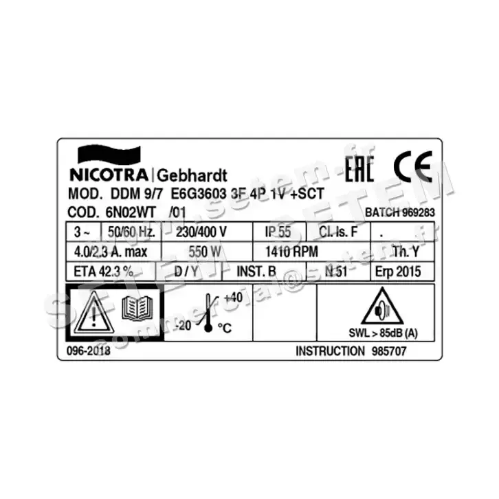 4624001716-VENTILATEUR NICOTRA GEBHARDT DDM9/7 550W 4P T230/400V 1V E6G3603 +BB *6N02WT* 3