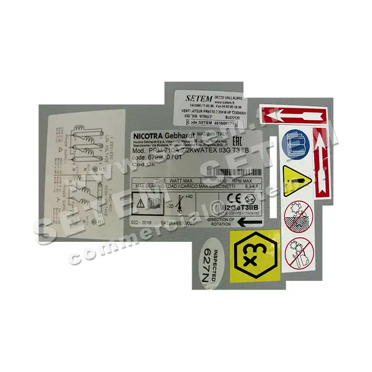4624001719-VENTILATEUR NICOTRA GEBHARDT PRM710 2,20KW 4P T230/400V II3GT3IIB *6799U0* 4