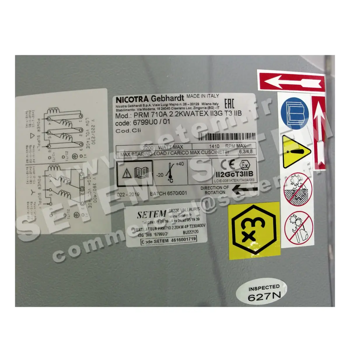 4624001719-VENTILATEUR NICOTRA GEBHARDT PRM710 2,20KW 4P T230/400V II3GT3IIB *6799U0* 2