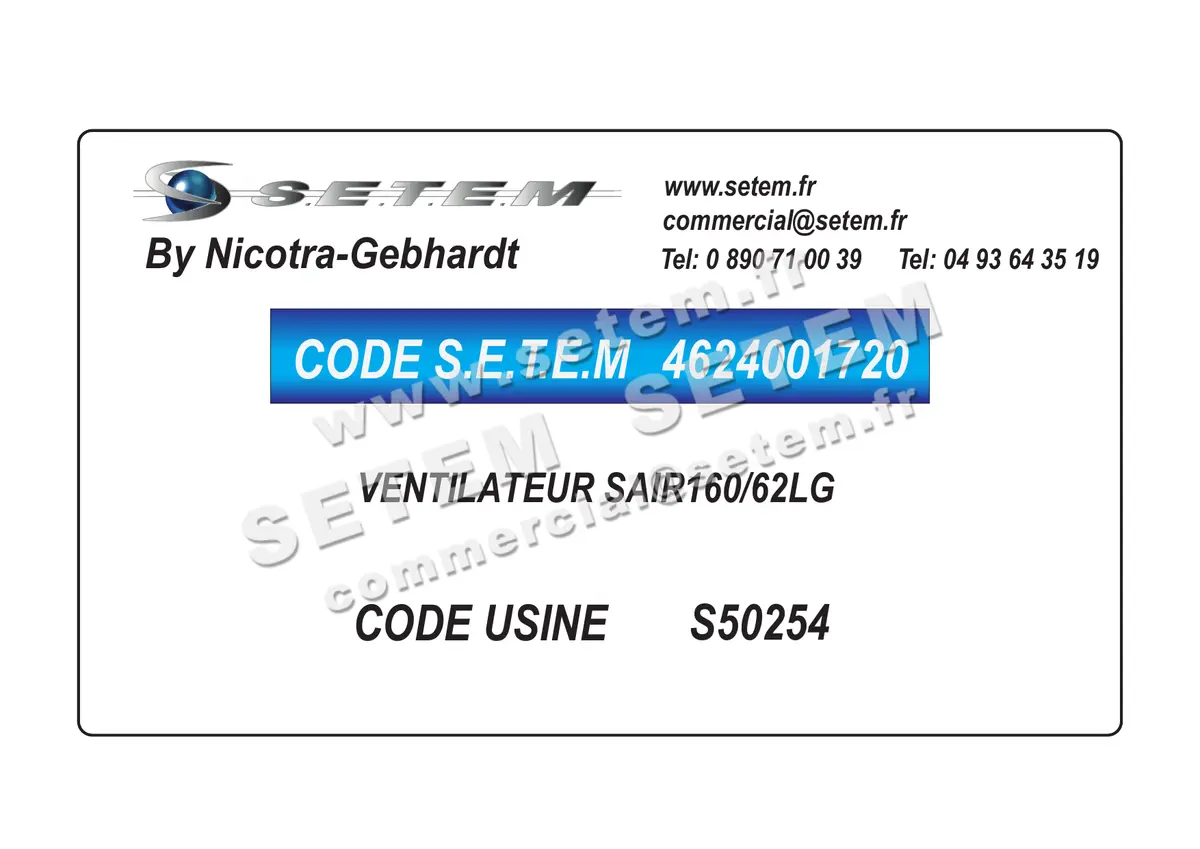 4624001720-VENTILATEUR NICOTRA GEBHARDT SAIR160/62LG *S50254*