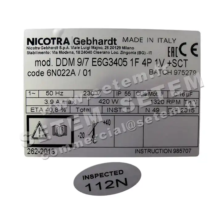 4624001781-VENTILATEUR NICOTRA GEBHARDT DDM9/7 420W 4P M230V 1V E6G3405 +BB *6N022A* 6