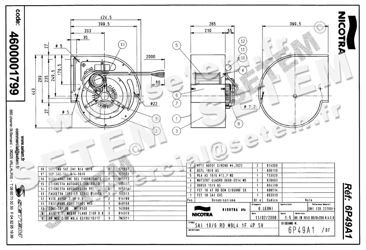 4624001799-VENTILATEUR NICOTRA GEBHARDT SAI10/6RD 550W 4P M230V 5V M9L4 *6P49A1* 2