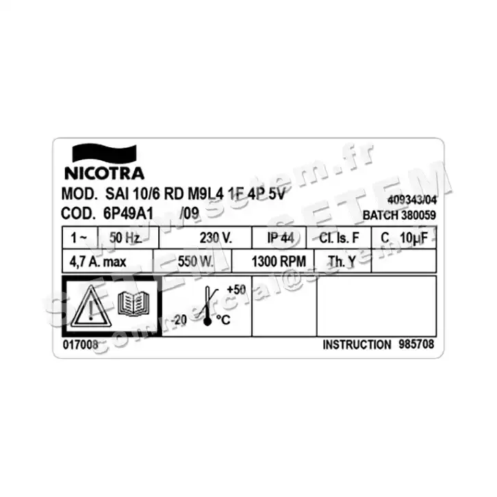 4624001799-VENTILATEUR NICOTRA GEBHARDT SAI10/6RD 550W 4P M230V 5V M9L4 *6P49A1* 3