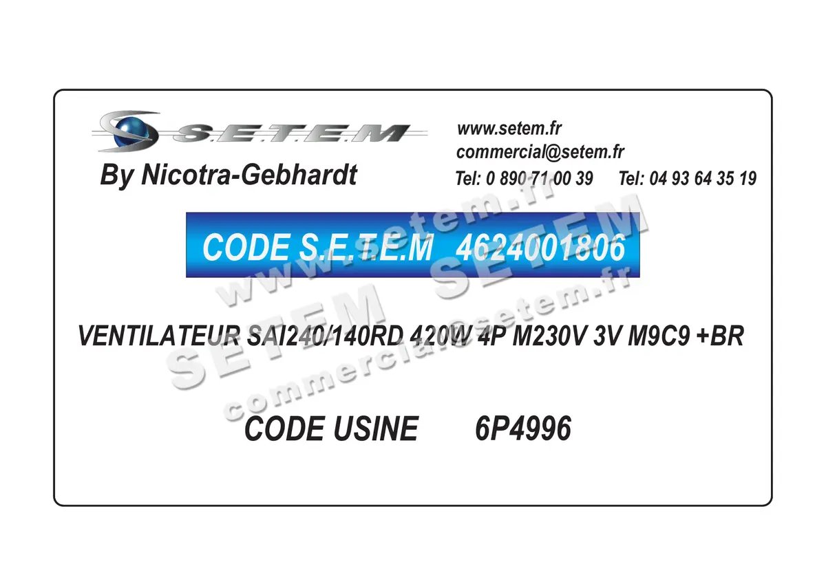 4624001806-VENTILATEUR NICOTRA GEBHARDT SAI240/140RD 420W 4P M230V 3V M9C9 +BR *6P4996* 2