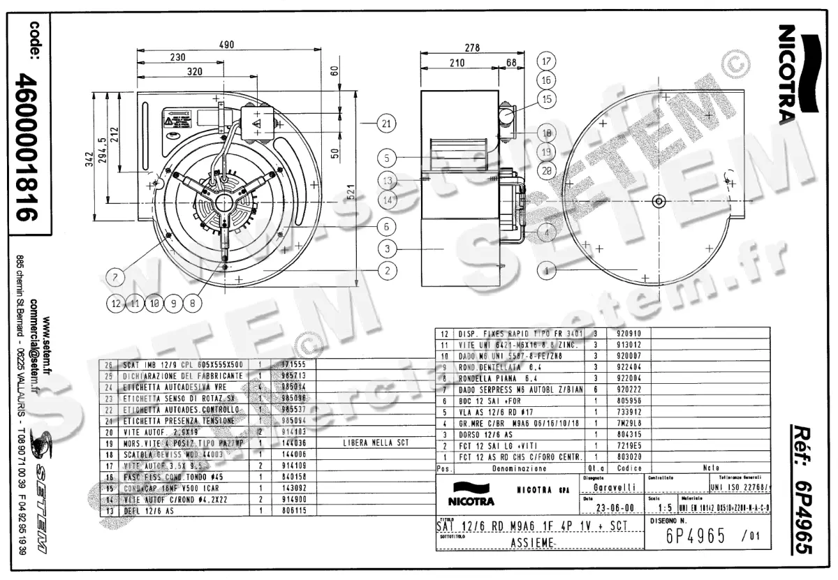 4624001816-VENTILATEUR NICOTRA GEBHARDT SAI12/6RD 550W 4P M230V 1V M9A6 +BB SP *6P4965* 4