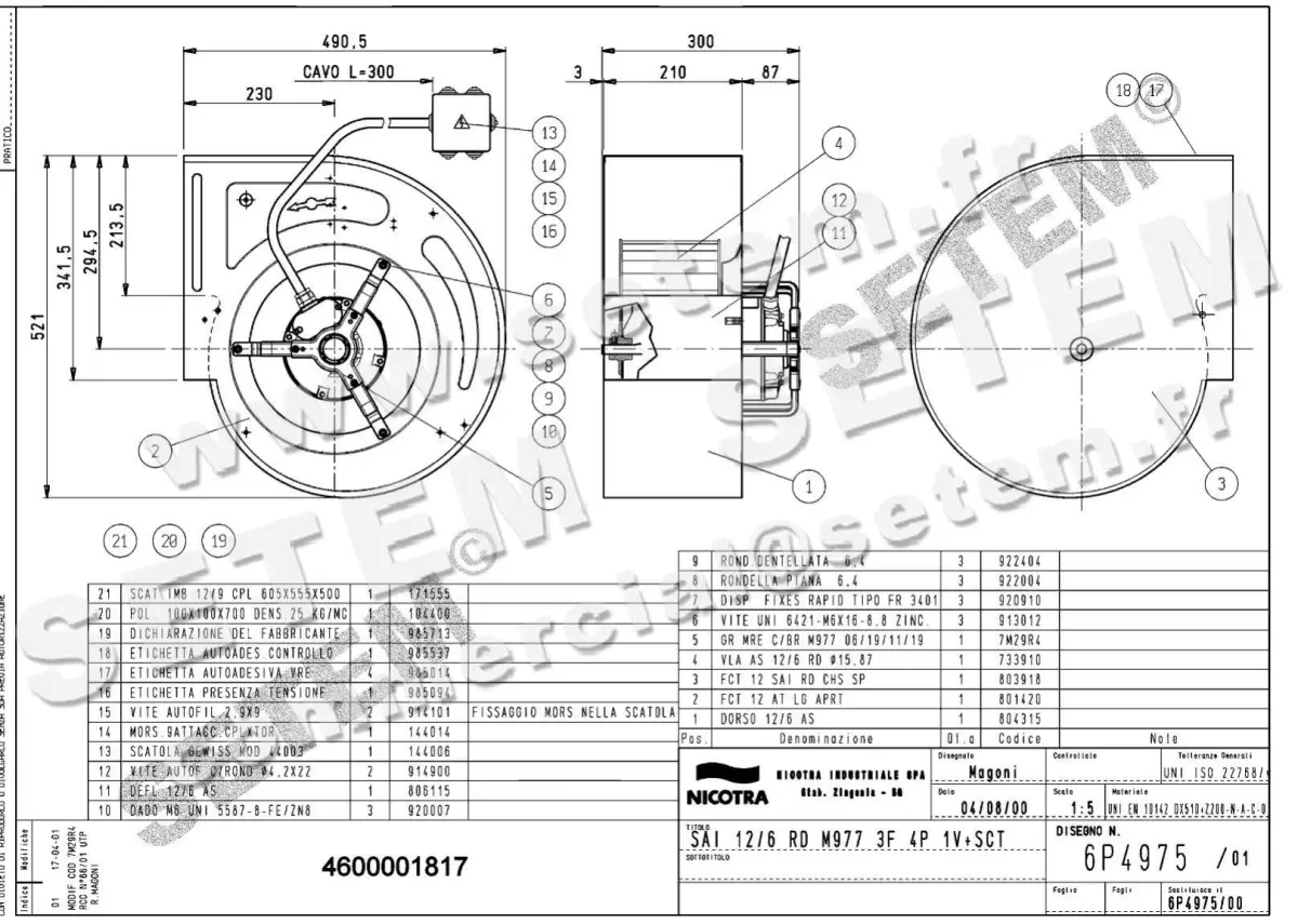 4624001817-VENTILATEUR NICOTRA GEBHARDT SAI12/6RD 1500W 4P T230/400V 1V M977 +BB *6P4975* 2