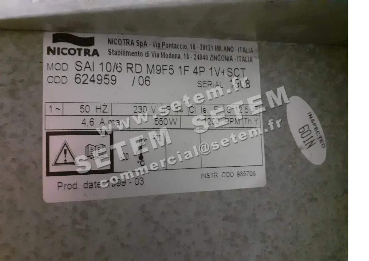 4624001828-VENTILATEUR NICOTRA GEBHARDT SAI10/6 550W 4P M230V 1V M9F5 +BB *624959*
