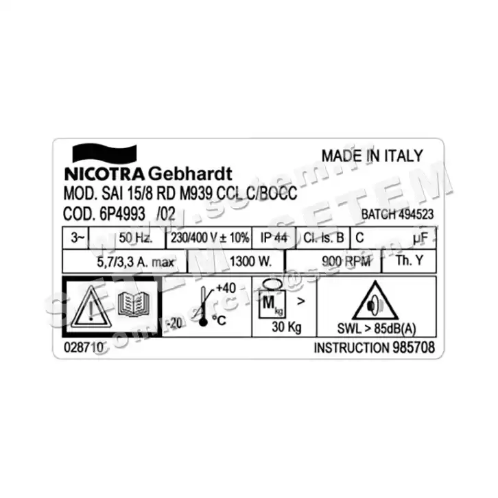 4624001838-VENTILATEUR NICOTRA GEBHARDT SAI15/8RD 1300W 6P T230/400V 1V M939 *6P4993* 3