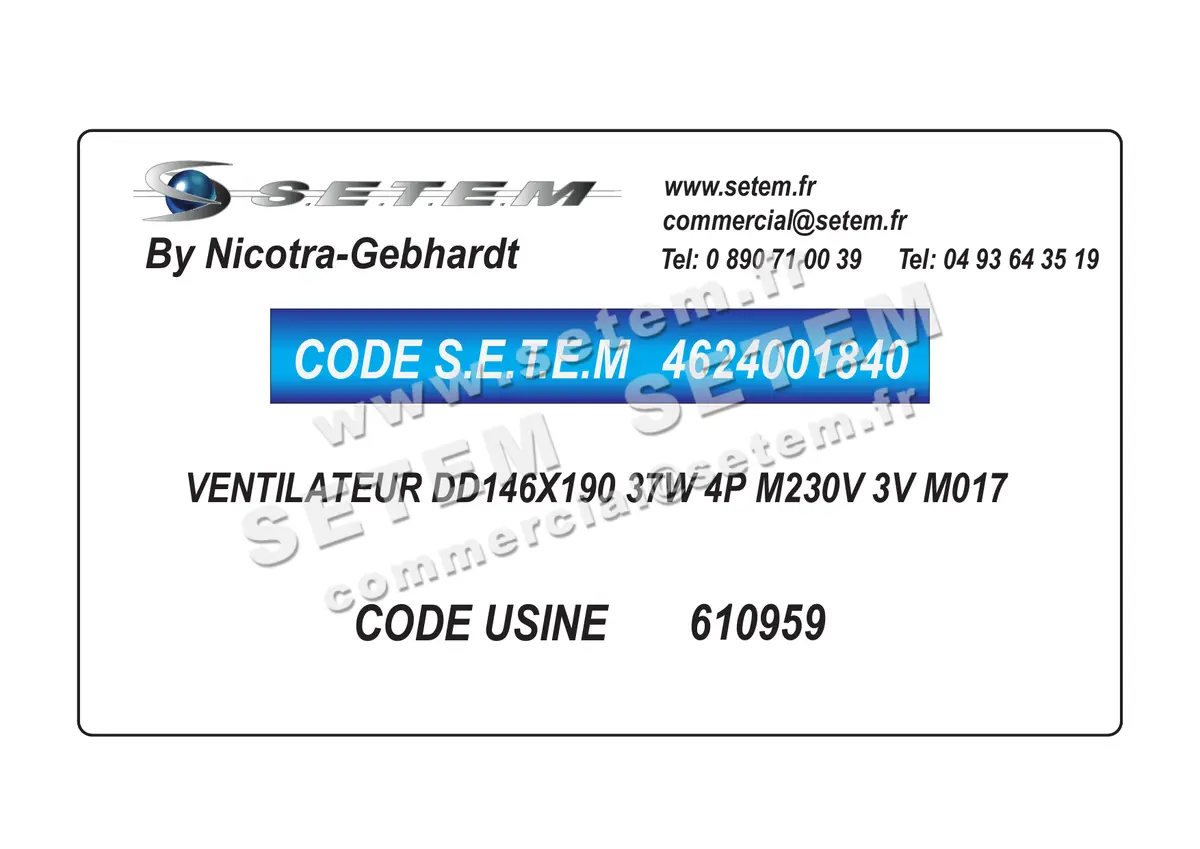 4624001840-VENTILATEUR NICOTRA GEBHARDT DD146X190 37W 4P M230V 3V M017 *610959* 2