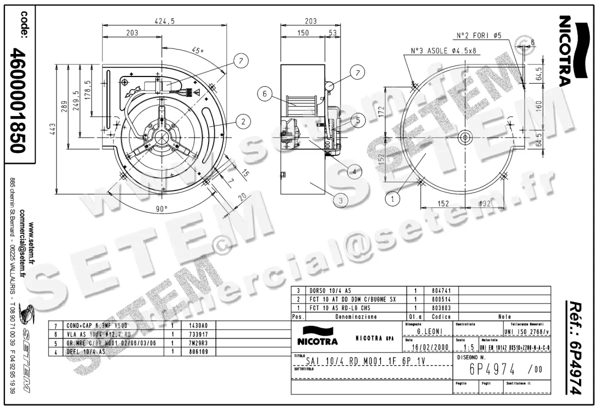 4624001850-VENTILATEUR NICOTRA GEBHARDT SAI10/4RD 147W 6P M230V 1V M001 *6P4974* 2