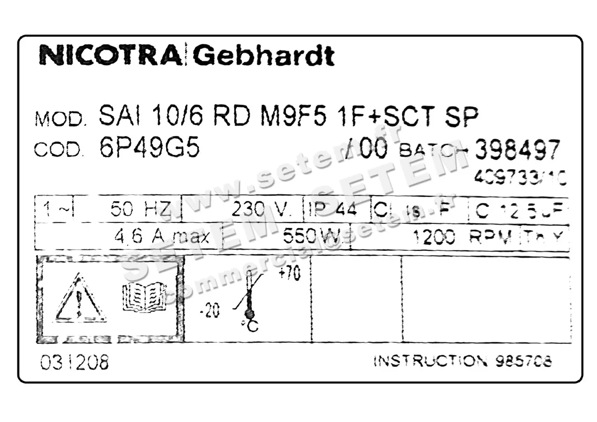 4624001859-VENTILATEUR NICOTRA GEBHARDT SAI10/6RD 550W 4P M230V 1V M9F5 +BB *6P49G5* 3
