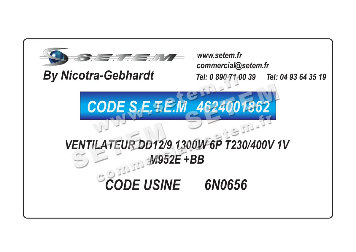 4624001862-VENTILATEUR NICOTRA GEBHARDT DD12/9 1300W 6P T230/400V 1V M92E +BB *6N0656* 5