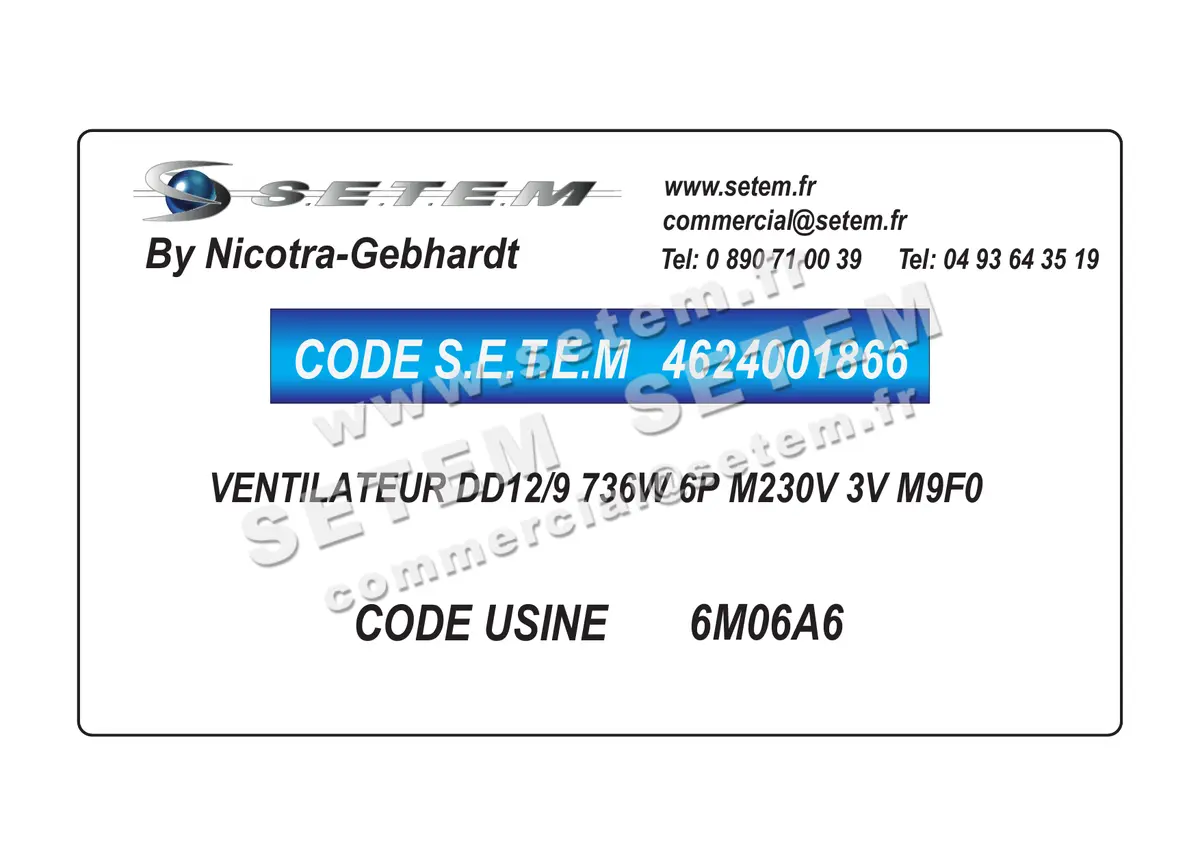 4624001866-VENTILATEUR NICOTRA GEBHARDT DD12/9 736W 6P M230V 3V M9F0 *6M06A6*