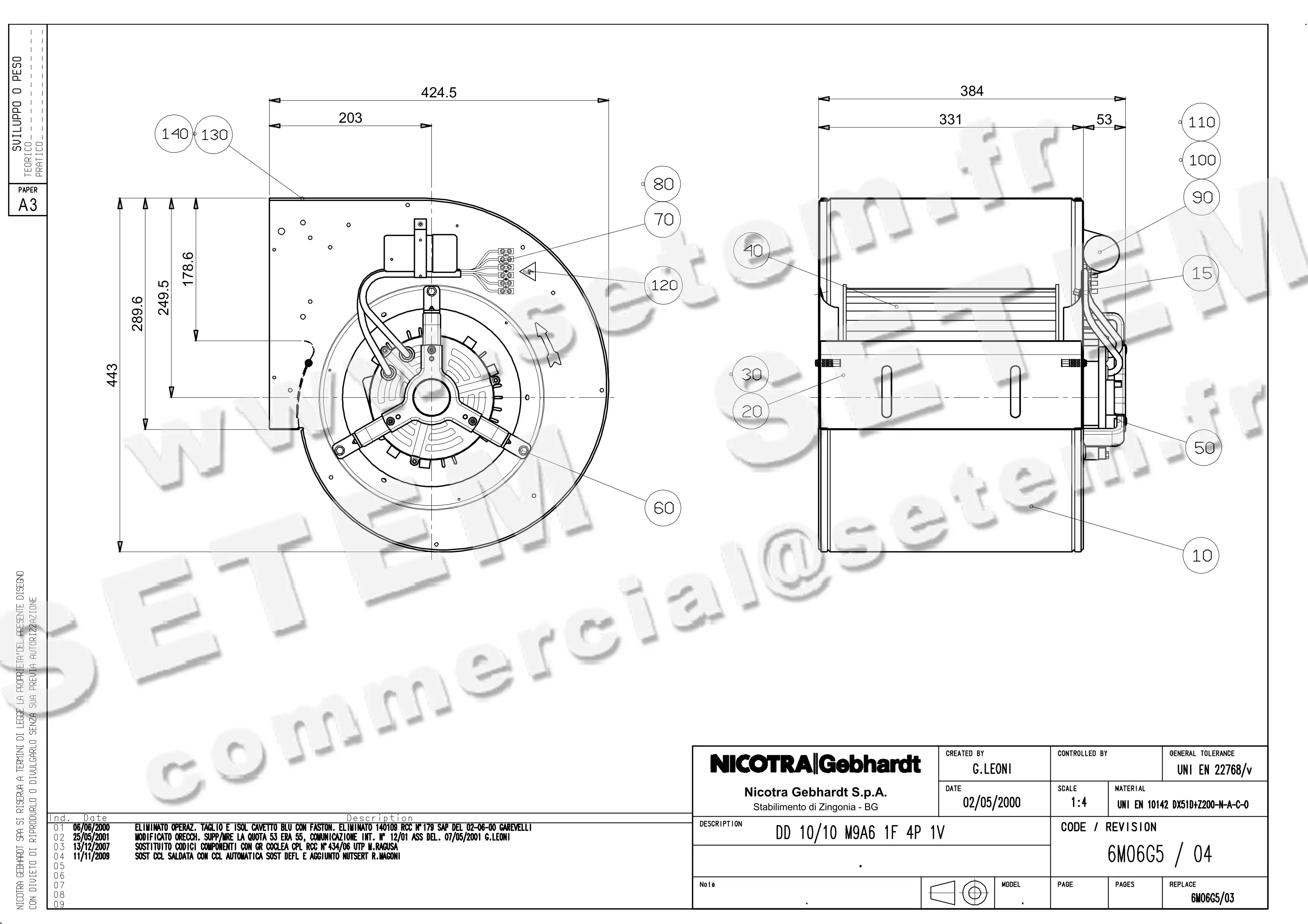 4624001873-VENTILATEUR NICOTRA GEBHARDT DD10/10 550W 4P M230V 1V M9A6 *6M06G5* 5
