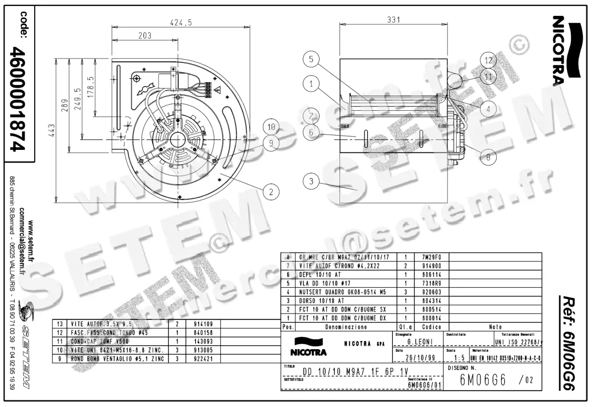 4624001874-VENTILATEUR NICOTRA GEBHARDT DD10/10 515W 6P M230V 1V M9A7 *6M06G6* 2