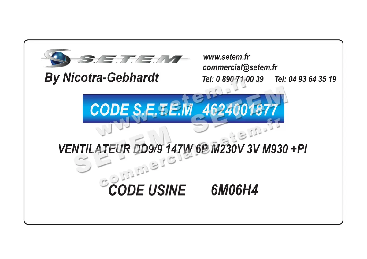 4624001877-VENTILATEUR NICOTRA GEBHARDT DD9/9 147W 6P M230V 3V M930 +PI *6M06H4*