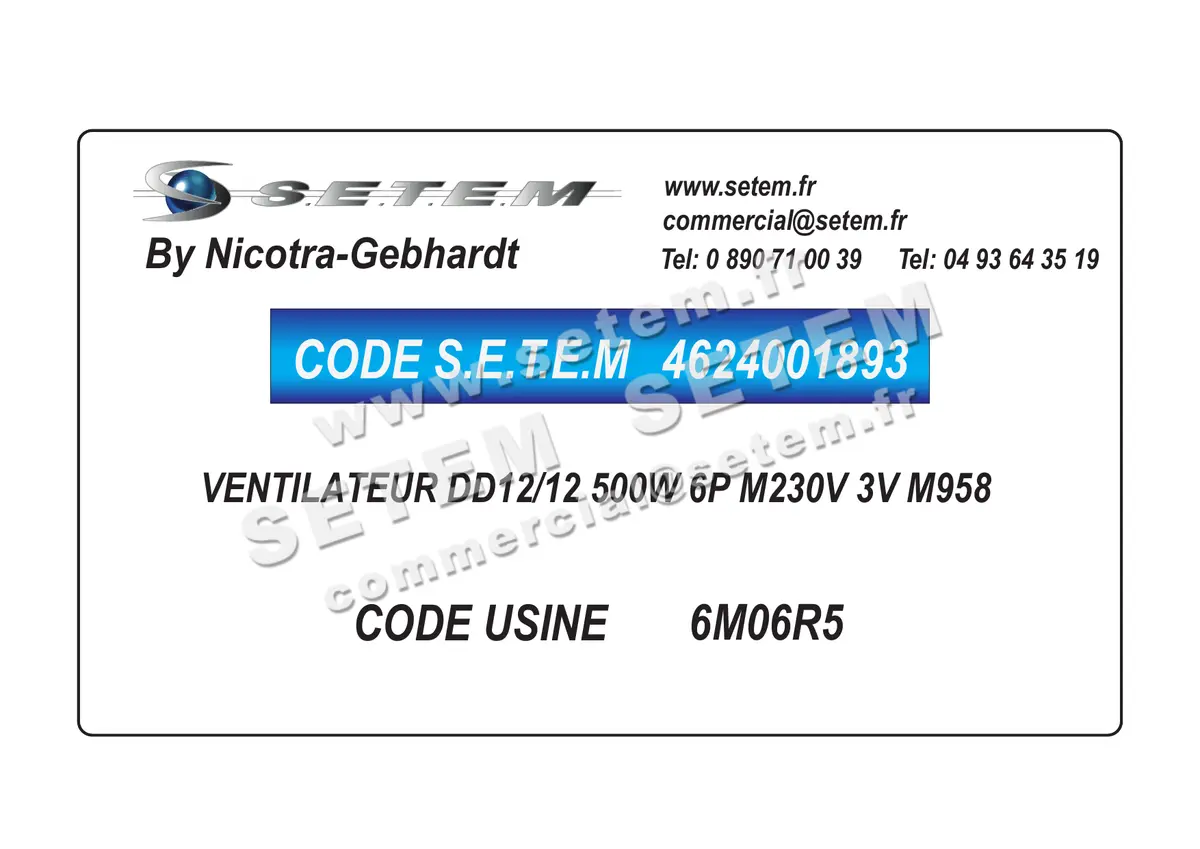 4624001893-VENTILATEUR NICOTRA GEBHARDT DD12/12 500W 6P M230V 3V M958 *6M06R5*