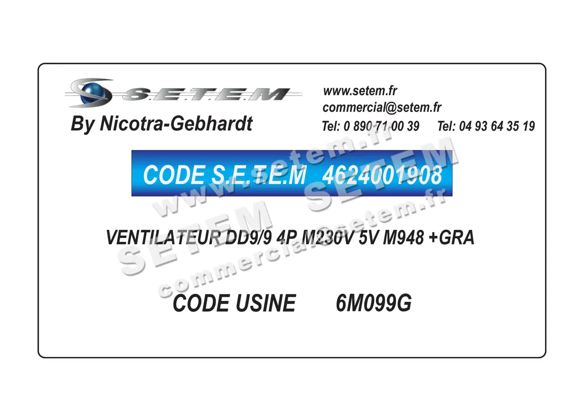 4624001908-VENTILATEUR NICOTRA GEBHARDT DD9/9 4P M230V 5V M948 +GRA *6M099G*