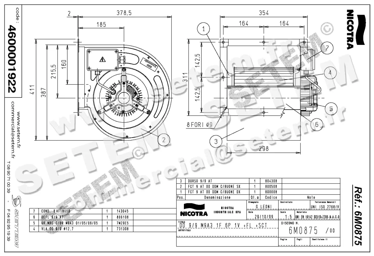 4624001922-VENTILATEUR NICOTRA GEBHARDT DD9/9 245W 6P M230V 1V M9A3 +BR+BB *6M0875* 2