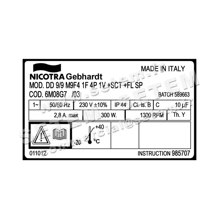 4624001940-VENTILATEUR NICOTRA GEBHARDT DD9/9 300W 4P M230V 1V M9F4 +BR+BB *6M08G7* 3