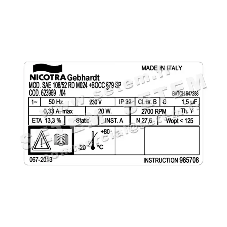 4624001944-VENTILATEUR NICOTRA GEBHARDT SAE108/52RD 20W 2P M230V 1V M024 +BR *623969* 3