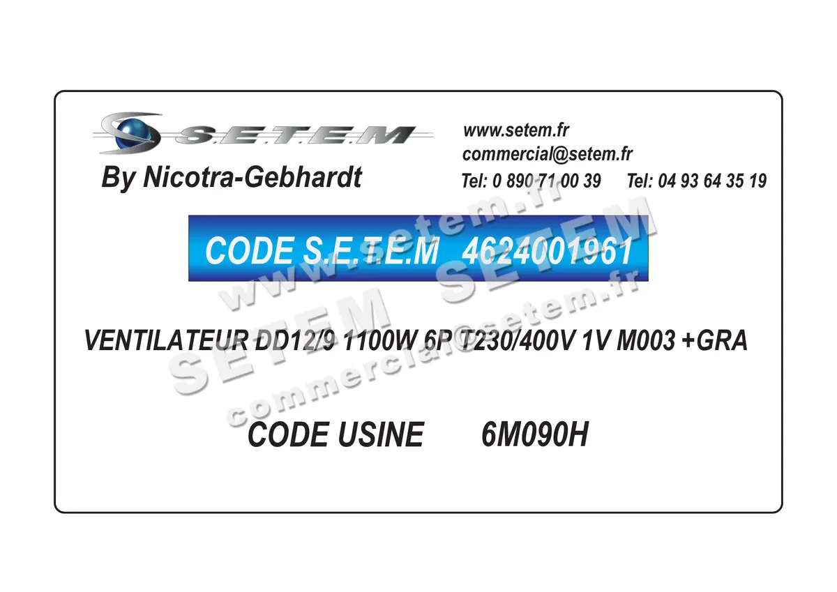 4624001961-VENTILATEUR NICOTRA GEBHARDT DD12/9 1100W 6P T230/400V 1V M003 +GRA *6M090H*
