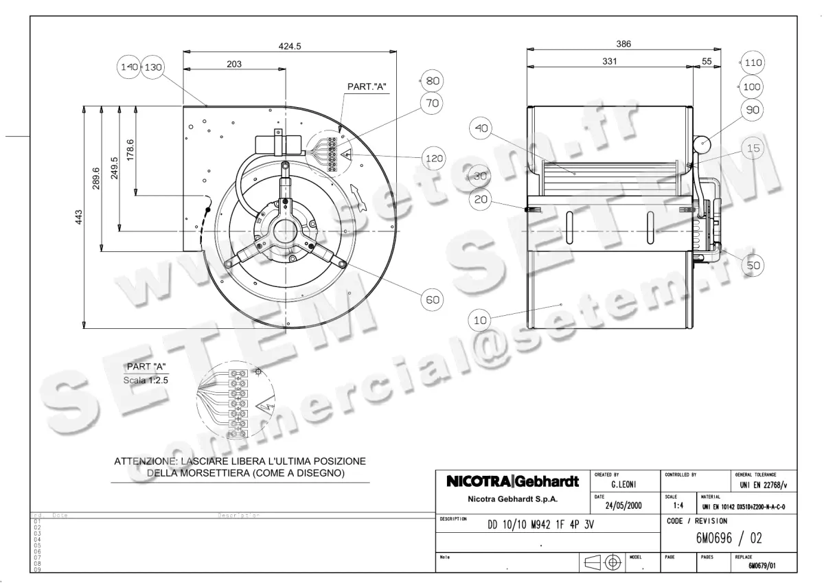 4624001995-VENTILATEUR NICOTRA GEBHARDT DD10/10 325W 6P M230V 3V 90463040 *6M0696* 2