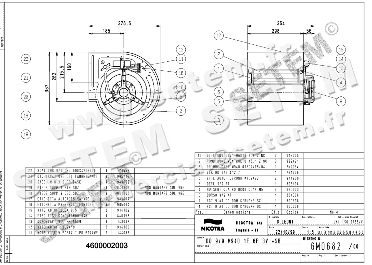 4624002003-VENTILATEUR NICOTRA GEBHARDT DD9/9 245W 6P M230V 3V M940 +PI *6M0682*