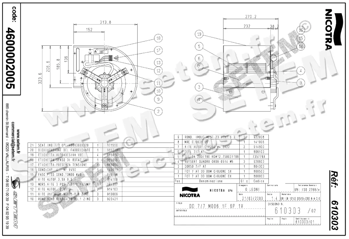4624002005-VENTILATEUR NICOTRA GEBHARDT DD7/7 62W 6P M230V 1V M006 *610303* 2