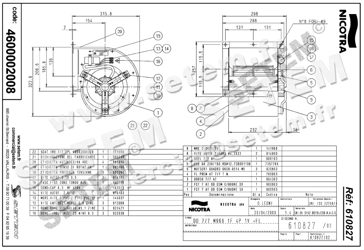 4624002008-VENTILATEUR NICOTRA GEBHARDT DD7/7 147W 4P M230V 1V M968 +BR *610827* 2