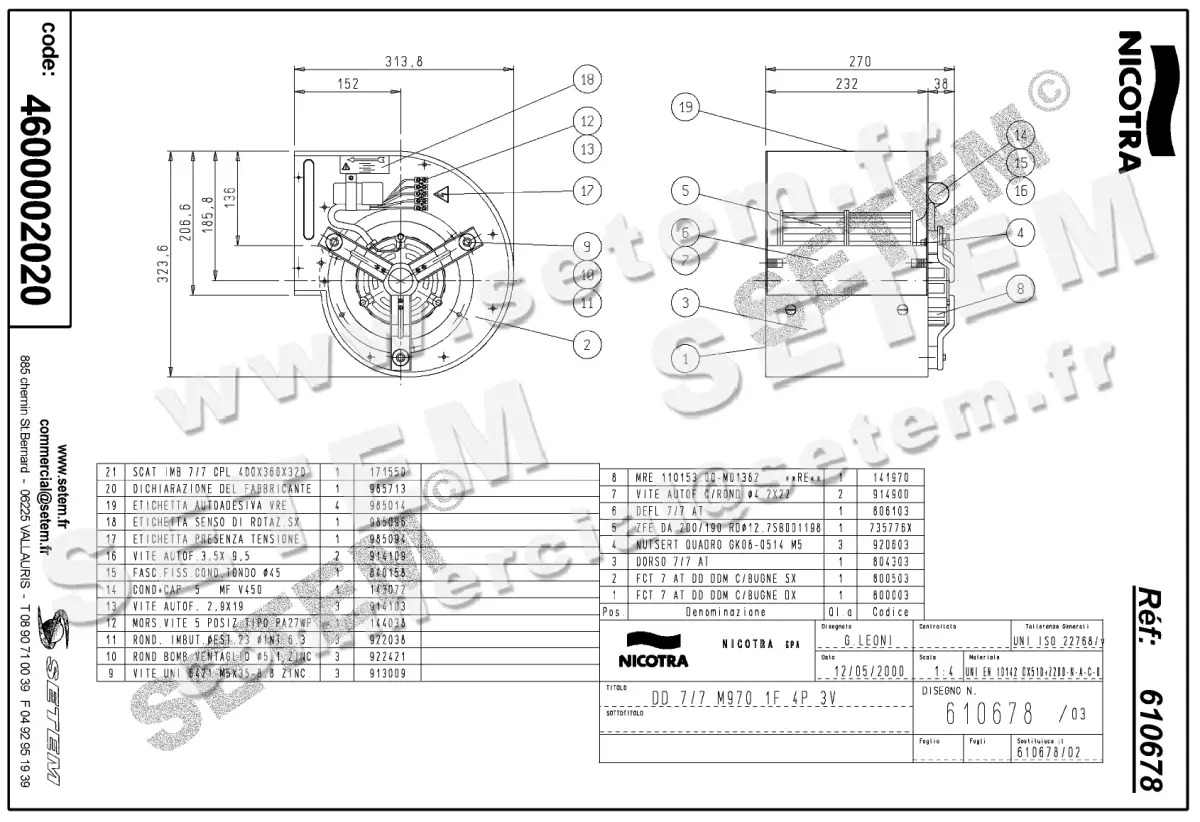 4624002020-VENTILATEUR NICOTRA GEBHARDT DD7/7 147W 4P M230V 3V M970 *610678* 2